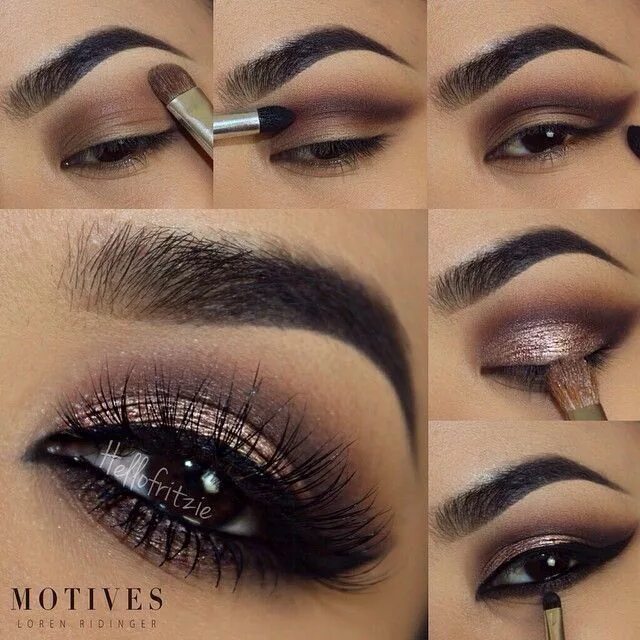 Пошаговый макияж карих глаз фото Pin on Maquillaje para cafe Eye makeup, Beauty makeup, Motives cosmetics