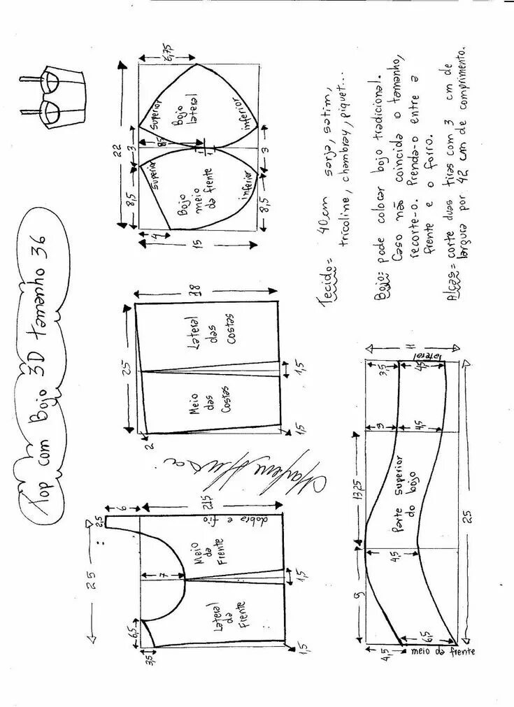 Пошив выкройка Выкройка топа-корсажа 36-56 размеры (шитье и крой) Dress sewing patterns, Bra se