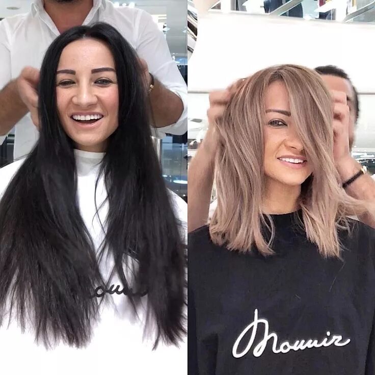 После светлого в темные волосы фото #Repost @mounir --- Black to blonde Before and after Hair transformation by @mou