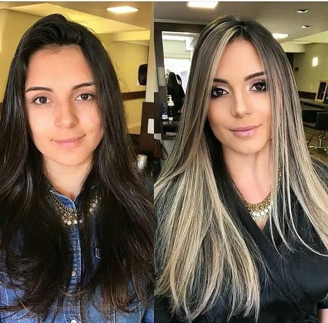 После светлого в темные волосы фото Pin em Hairs Luzes cabelo, Morenas de cabelo loiro, Cabelo castanho com mechas