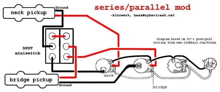 Последовательное подключение двух синглов в бас гитаре CTS Push Pull / Pot for Series / Parallel --- HELP!!! TalkBass.com Series parall