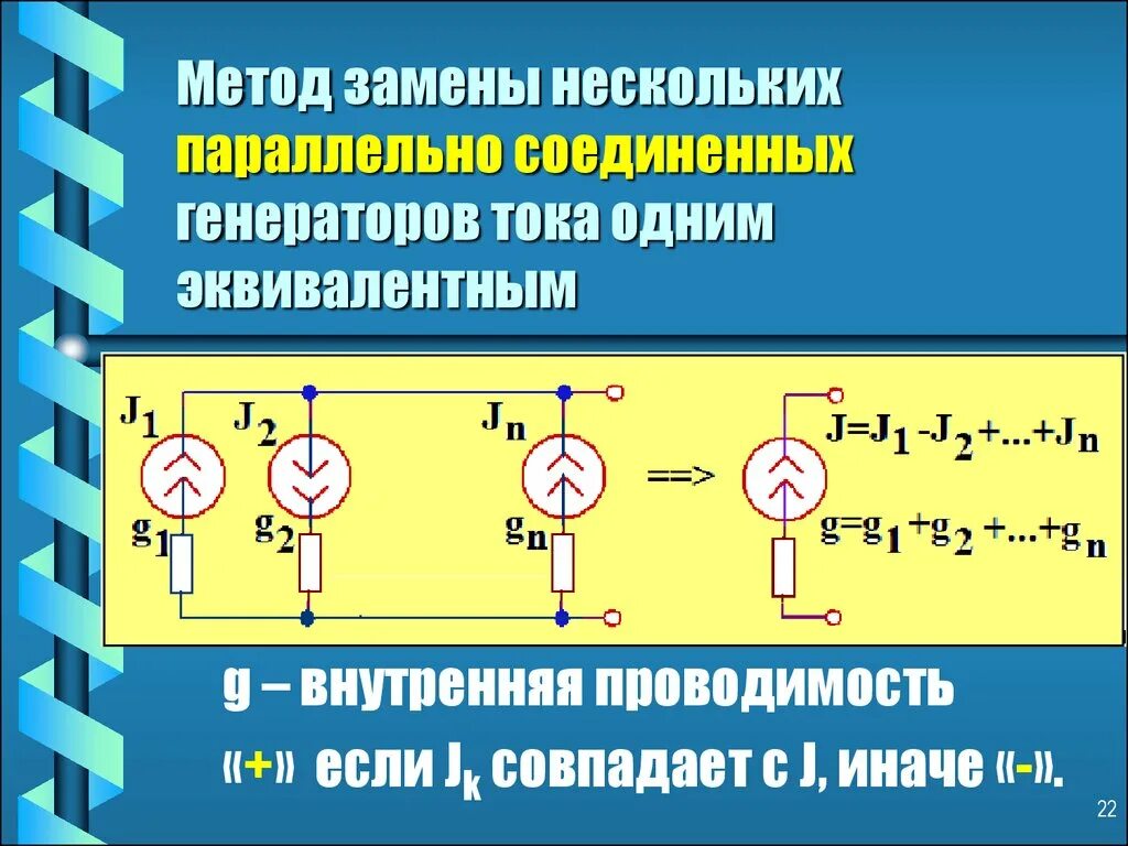 Последовательное подключение генераторов Метод замены нескольких последовательно соединенных генераторов напряжения одним