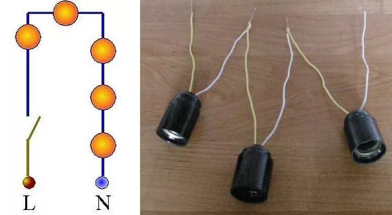 Последовательное подключение лампочек от одного выключателя Как подключить точечные светильники: параллельное, последовательное соединение, 
