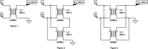 Последовательное подключение первичных обмоток двух трансформаторов Transformer in series? - Electrical Engineering Stack Exchange