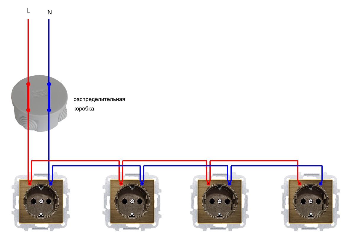Последовательное подключение розетки и выключателя Как соединить розетки: последовательно или параллельно, схема подключения, между