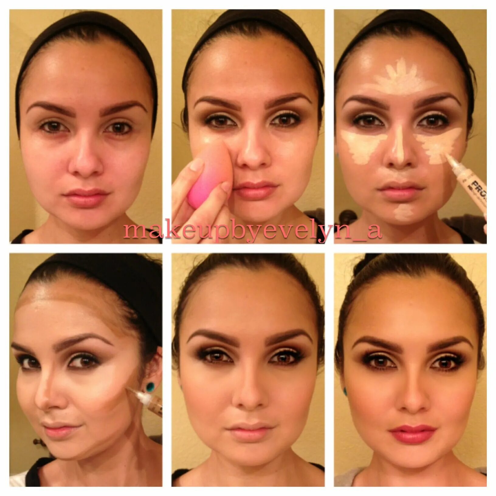 Последовательность макияжа лица Highlight and contour Makeup, Makeup tutorial, Beauty makeup