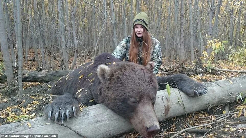 Последствия встречи с медведем фото Huntress who loves to pose with dead bears blasts her critics as 'uneducated'