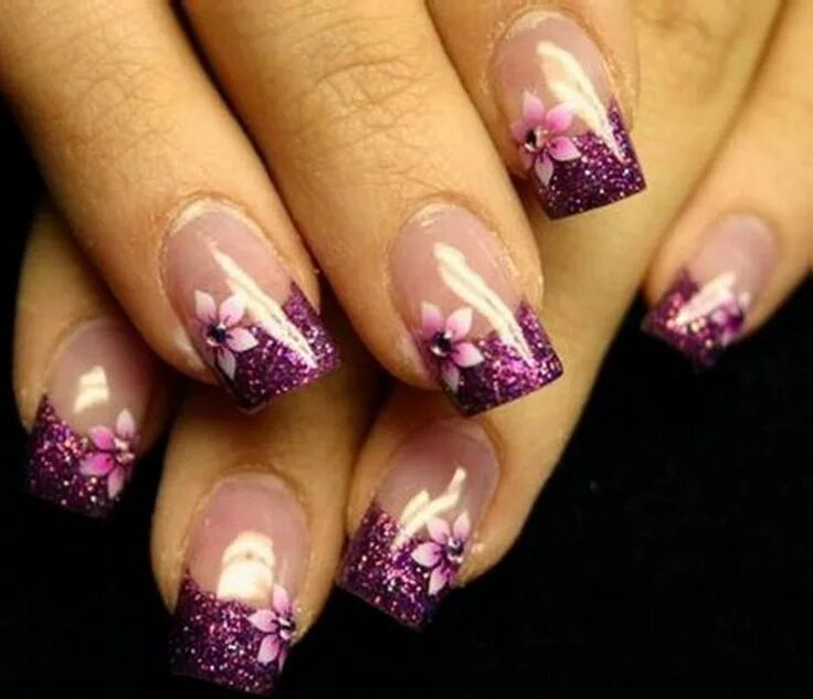 Посмотреть дизайн ногтей фото Easy Cute Gel Nail Design Ideas 2013 Purple gel nails, Purple nail art, Purple n