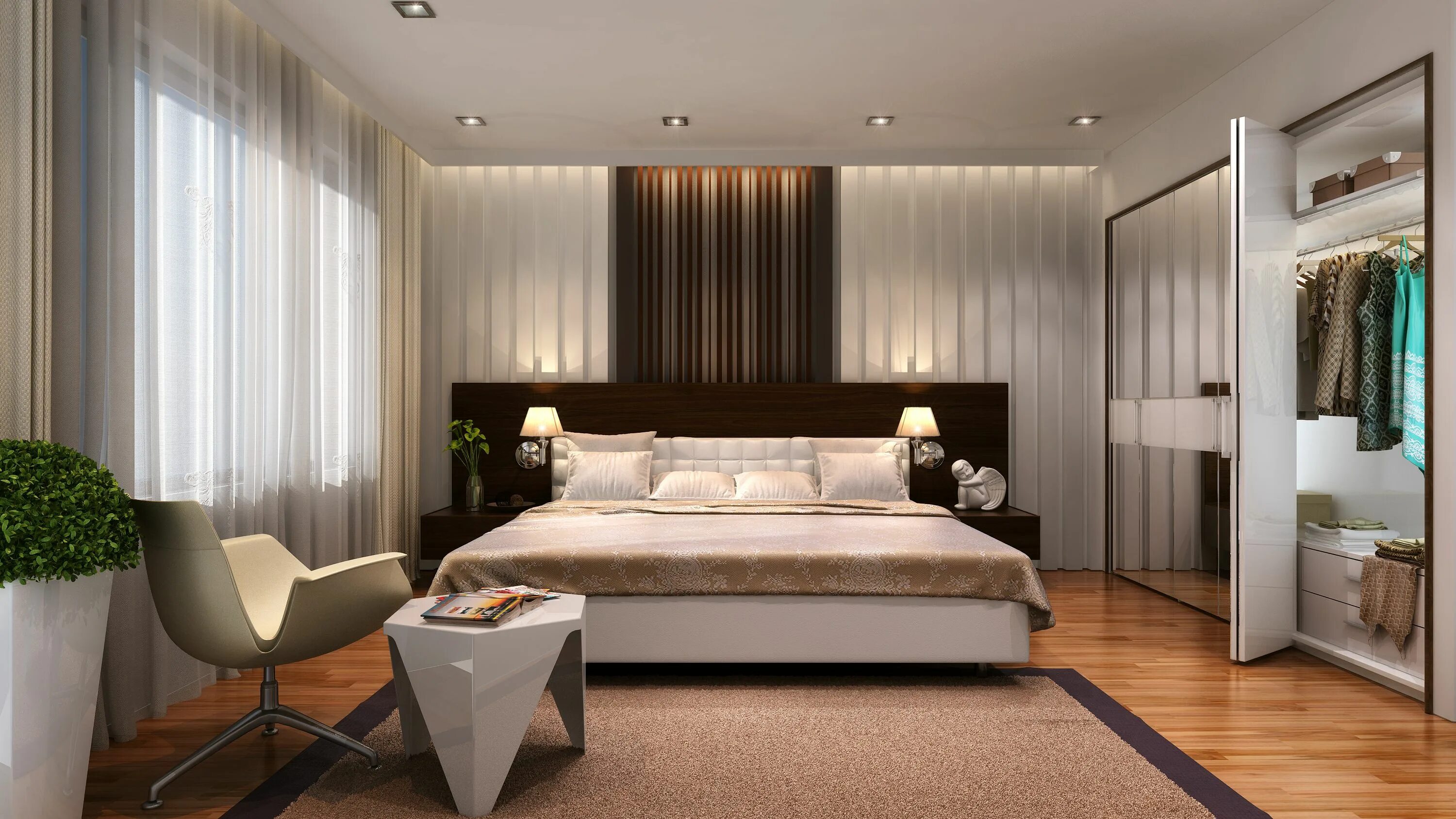 Посмотреть дизайны спален Современный дизайн спальни. Apartment bedroom design, Modern bedroom design, Sim