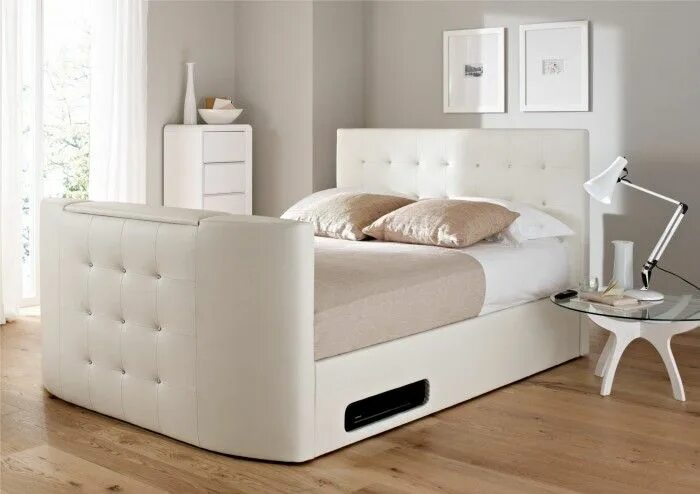 Посмотреть фото кровать Atlantis Leather Ottoman TV Bed - White Modern apartment living room, Tv beds, B