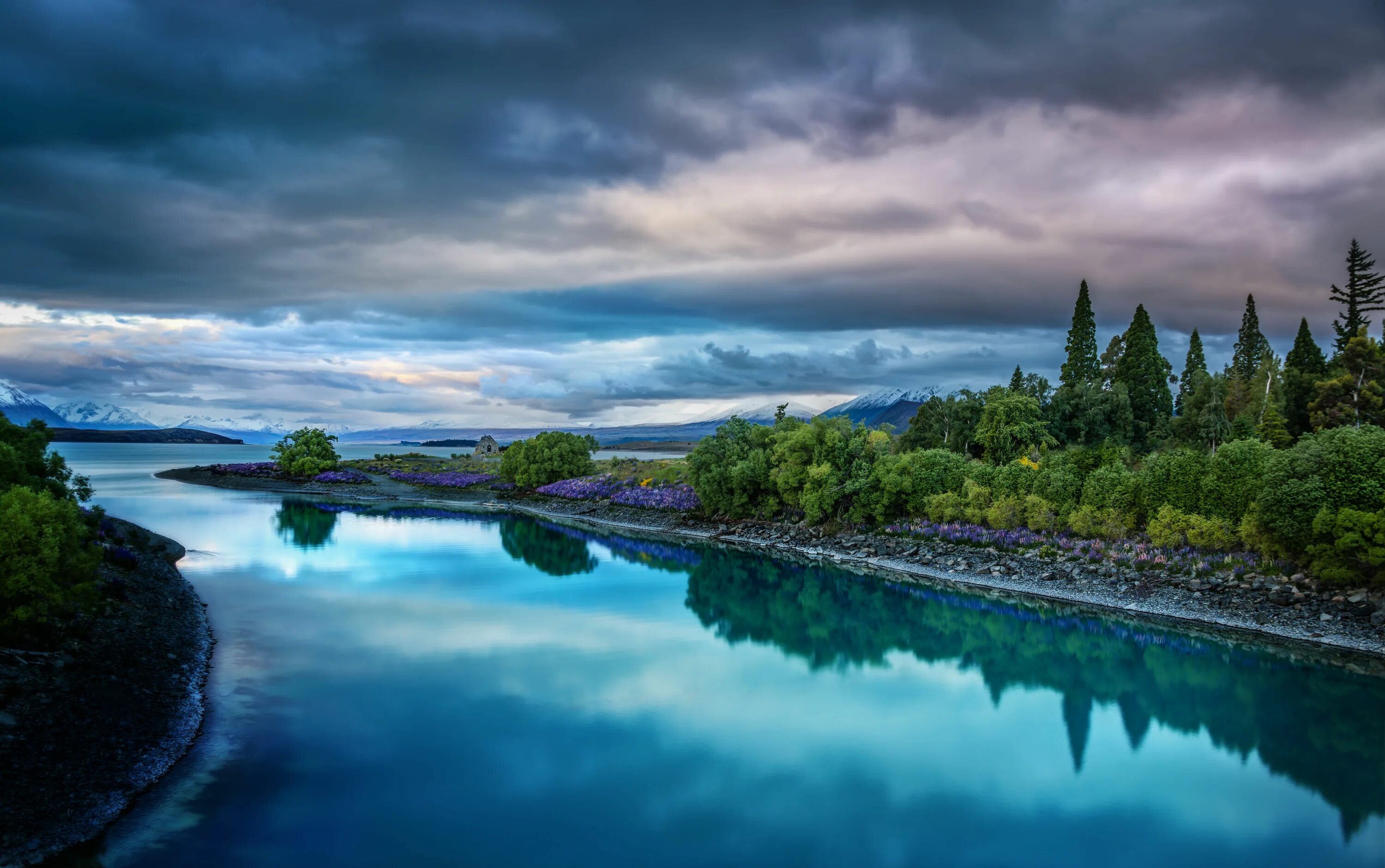 Посмотреть фото в хорошем качестве island beside the body of water, lake tekapo, lake tekapo #Evening blue Lake Lak