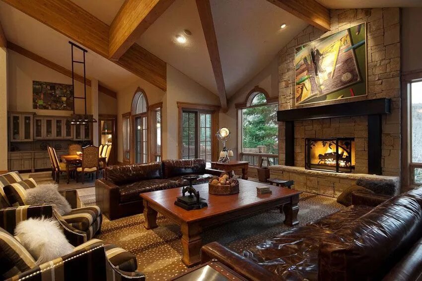 Посмотреть интерьеры домов 30 Craftsman Living Rooms (Beautiful Interior Designs) Contemporary fireplace, B