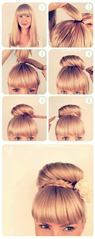 Посмотреть как сделать прическу Buns like this are very lovely Makkelijke kapsels halflang haar, Half lang haar,