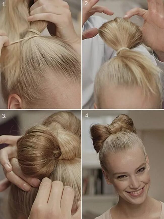 Посмотреть как сделать прическу The Bow Bun 20 Amazing Step by Step Bun Hairstyles Saç, Doğum günü saç modelleri