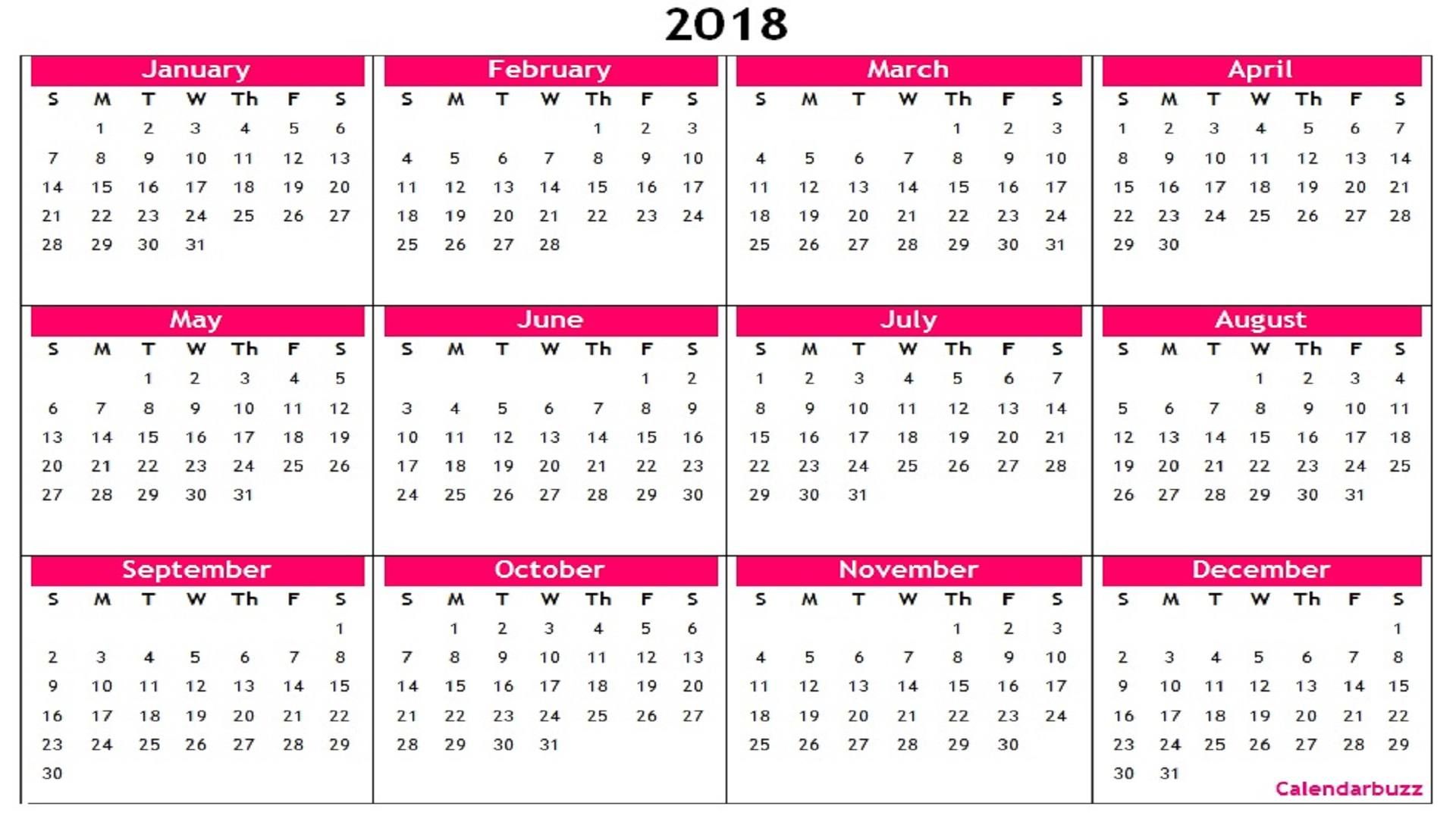 Посмотреть календарь на год 2018 Year Calendar