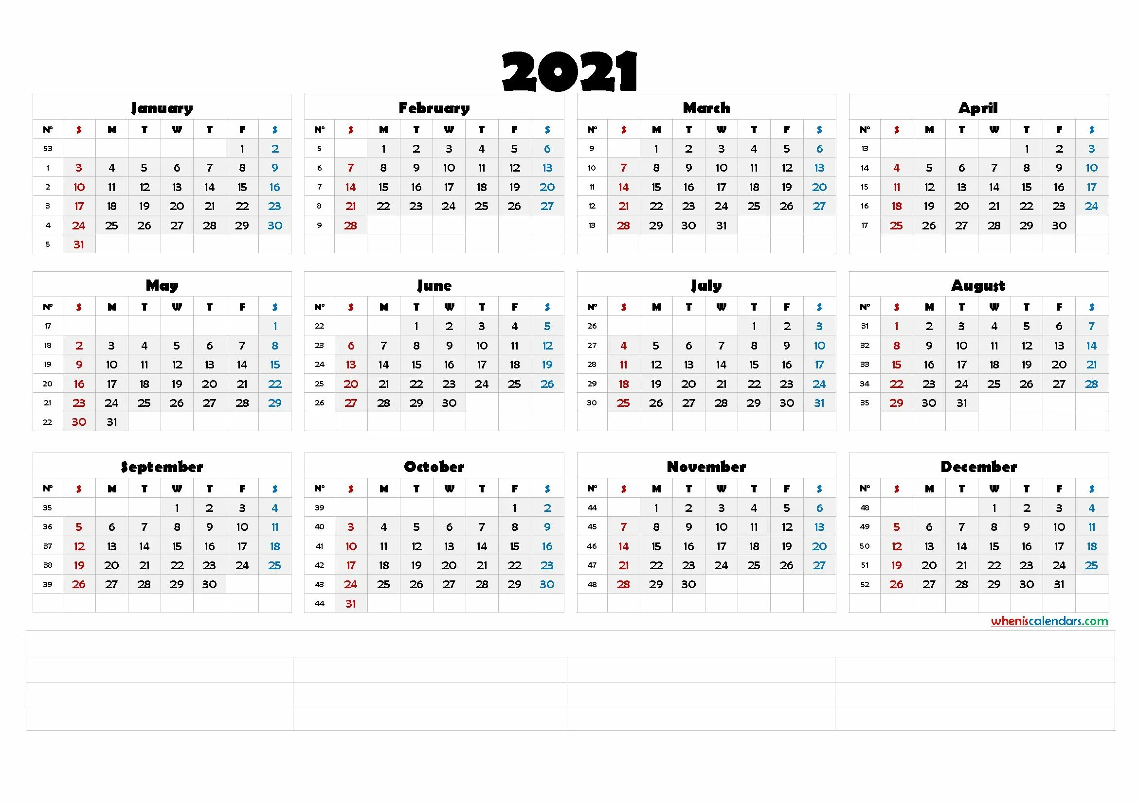 Посмотреть календарь на год Printable 2021 Calendar With Week Numbers (6 Templates) intended for Monthly Cal