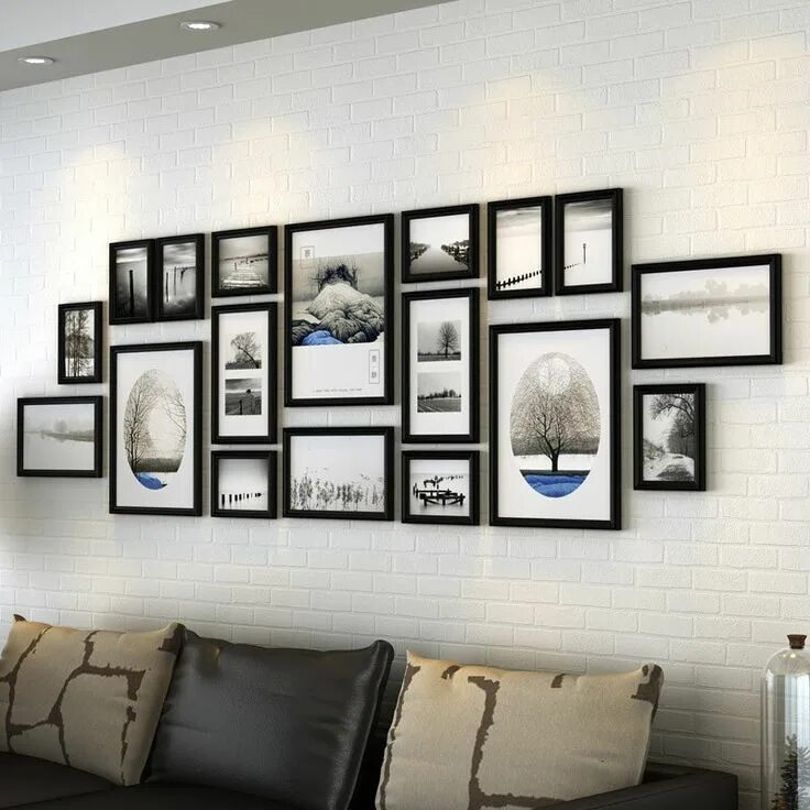 Посмотреть стену фото вк Retro Style 18pcs/set Photo Frame For Sofa TV Background Study Hanging Wall Pict