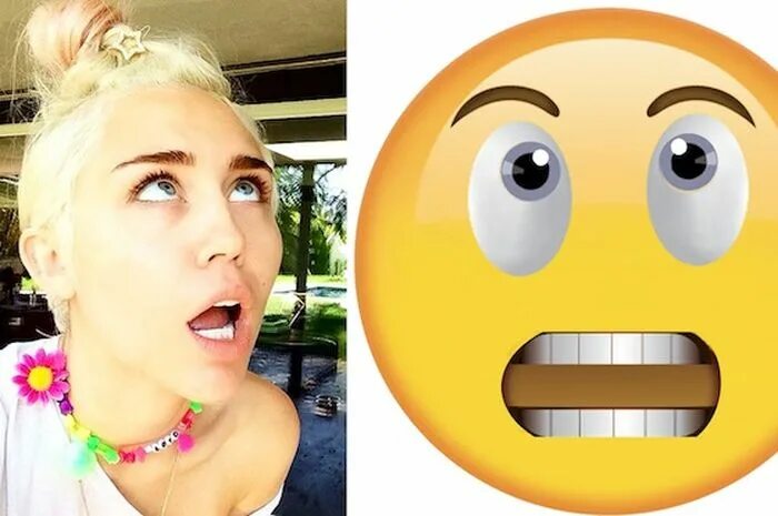 Поставить смайлик на лицо на фото Foto-Foto Lucu Miley Cyrus Berdasarkan Emoji - Halaman 2 - CewekBanget