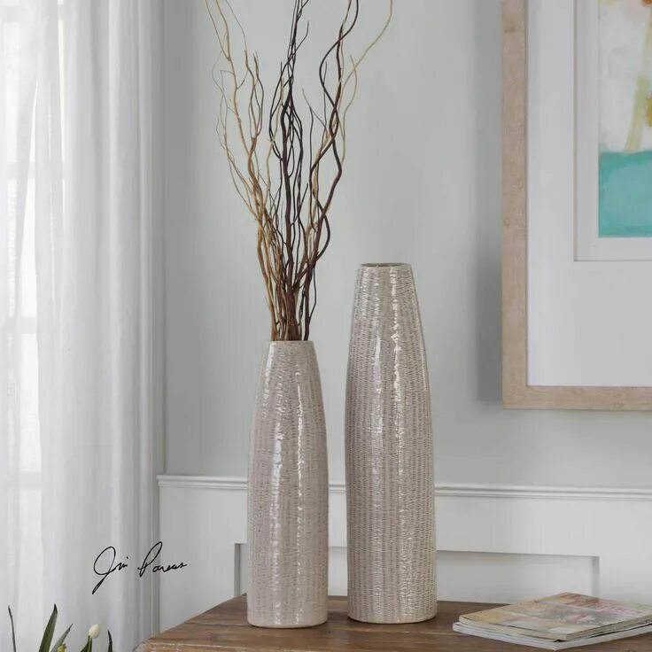 Поставить в напольную вазу фото Tall Taupe Sara Vases (S/2) Floor vase decor, Home decor vases, Vases decor