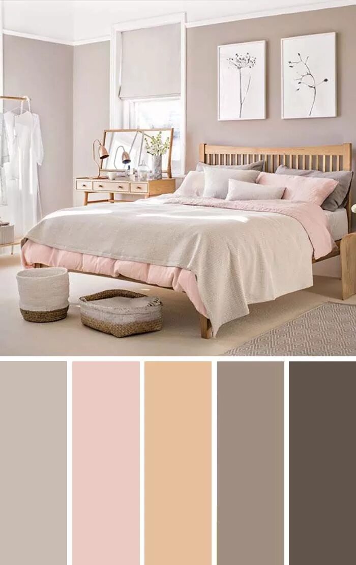 Постельные цвета в интерьере Pale Pink Taupe Bedroom Color Scheme #bedroom #color #scheme #decorhomeideas #co