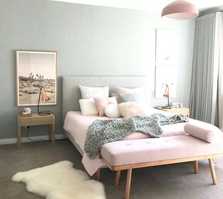 Постельные цвета в интерьере Pastel Bedroom Design Idea Interior kamar tidur, Dekor kamar tidur, Desain kamar