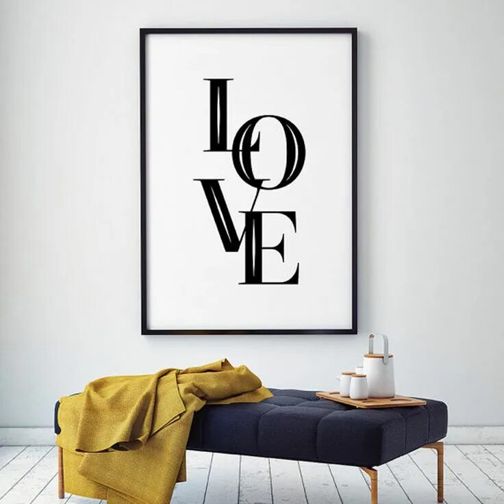 Постер черно белый в стиле лофт Love Wall Art Scandinavian Poster Typography Canvas Black Amp White Modern Print