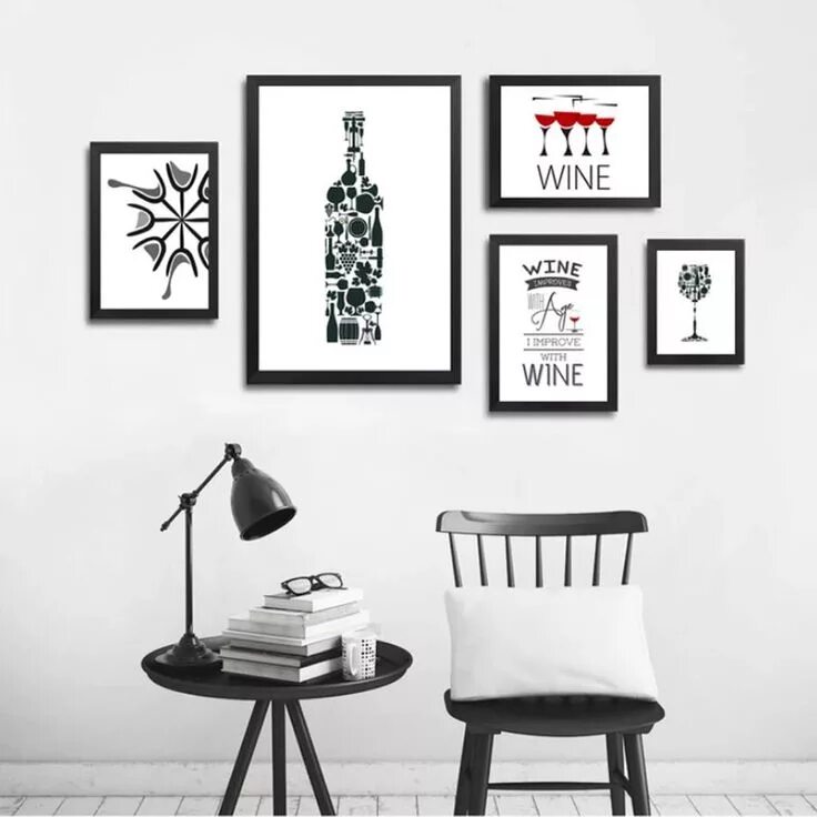 Постер для интерьера распечатать бесплатно Abstract Kitchen Art For Wine Lovers Minimalist Cafe Wall Art Canvas Prints Cafe