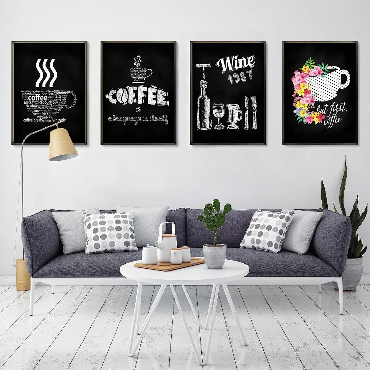 Постер для интерьера распечатать бесплатно Unframed canvas coffee paintings bar cafe kitchen wall decoration poster framele