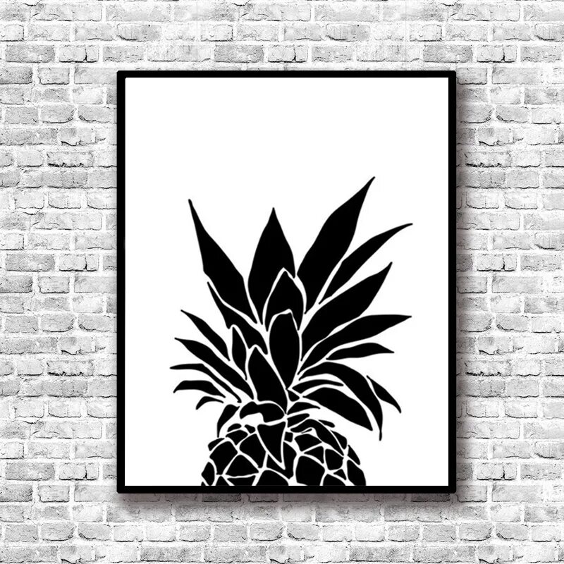 Постеры а4 на стену распечатать для интерьера LZN Pineapple Black and White, Modern Canvas Art Painting Nordic Canvas Painting