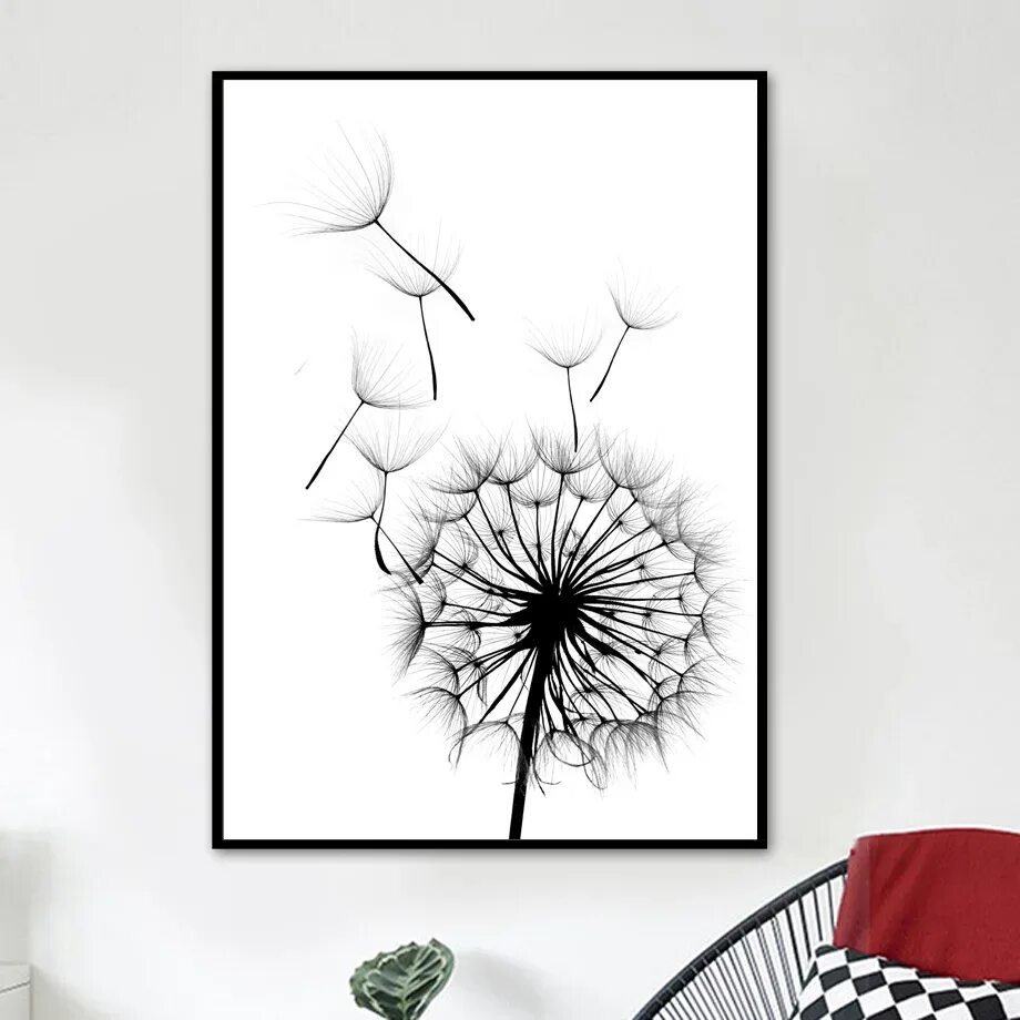 Постеры для интерьера для распечатки бесплатно บ ท ค ด ย อ Dandelion Wall Art ภ า พ ว า ด ผ า ใ บ Nordic โ ป ส เ ต อ ร แ