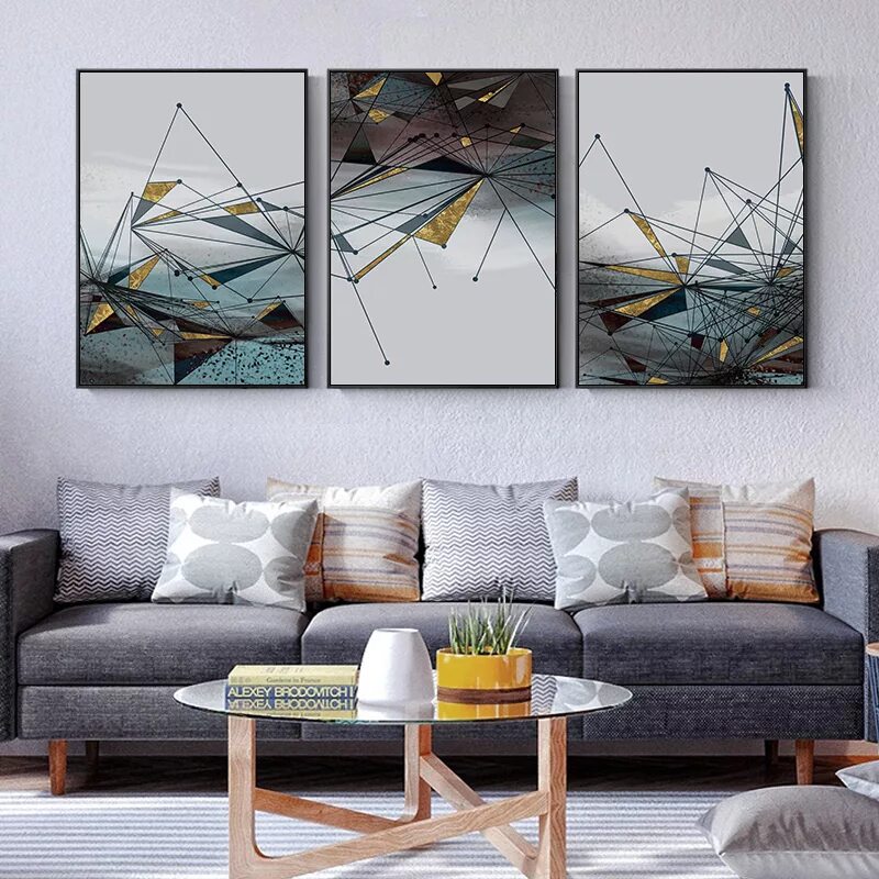 Постеры для интерьера на стену в гостиную Modern Abstract Geometric Picture Wall Art Canvas Painting Golden Nordic Posters