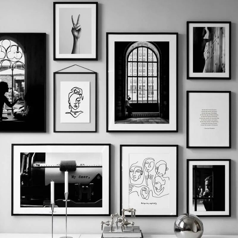 Постеры для интерьера распечатать черно белые Nordic Black and White Retro Poster Abstract Line Decoration Poster Art Canvas S