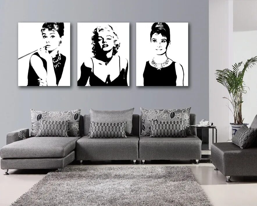 Постеры на стену для интерьера черно белые 3 Pcs/Set Artist Canvas Landscape painting Black and white beauty Canvas Prints 