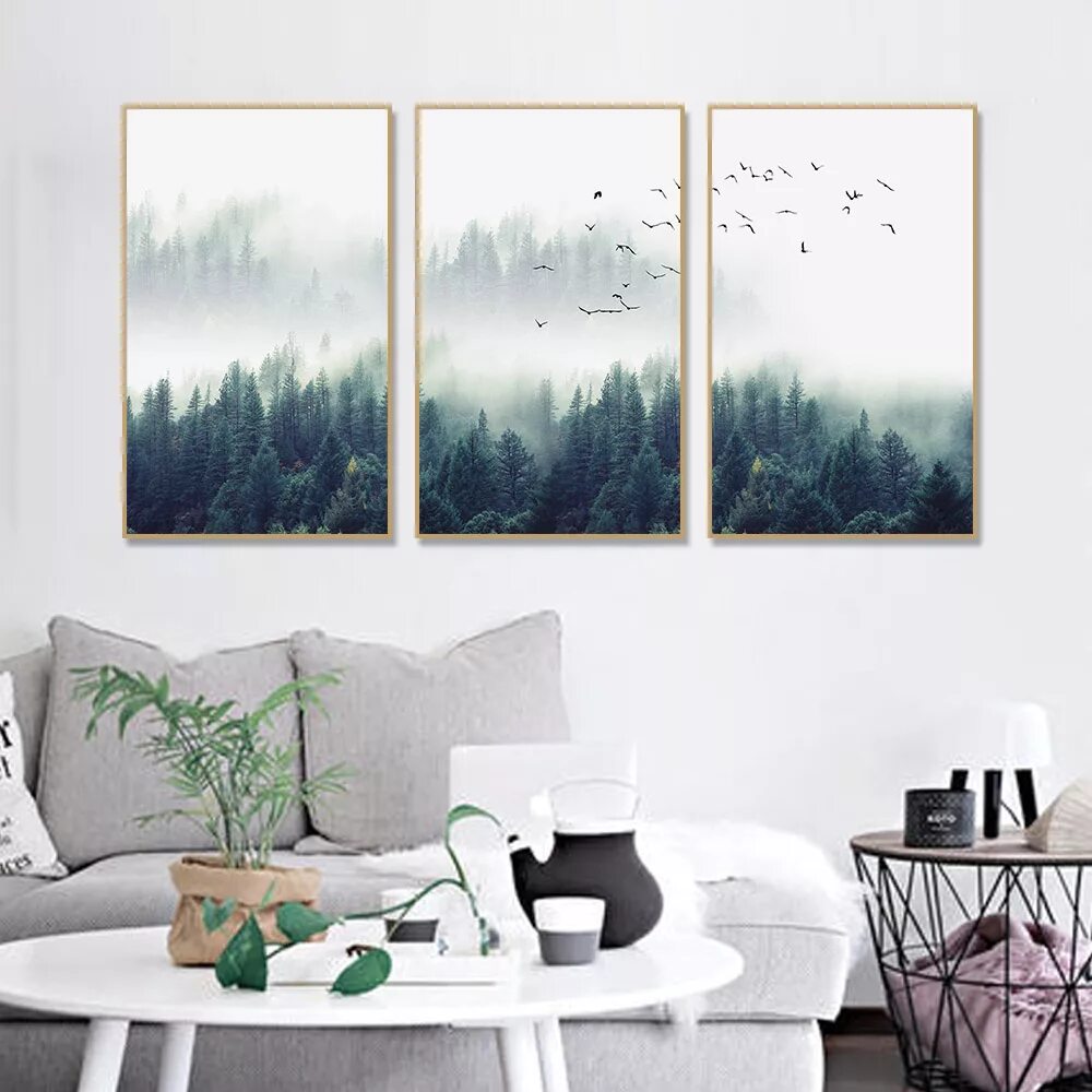 Постеры на стену для интерьера природа Nordic Decoration Forest Lanscape Wall Art Canvas Poster and Print Canvas Painti