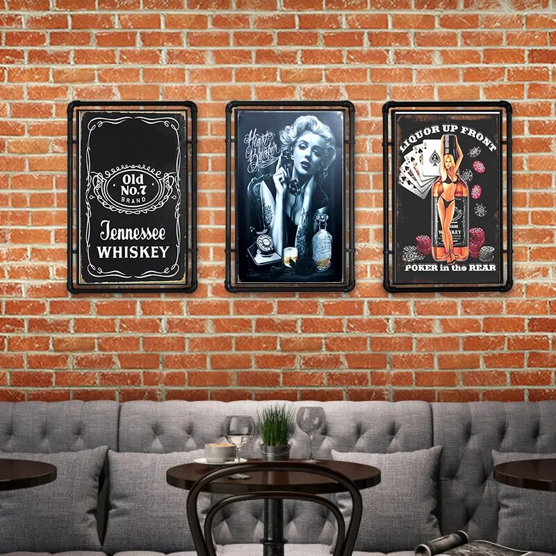 Постеры в стиле лофт Whiskey Vintage Tin Sign Bar Pub Home Wall Decor Retro Metal Art Beer Coffee Pos