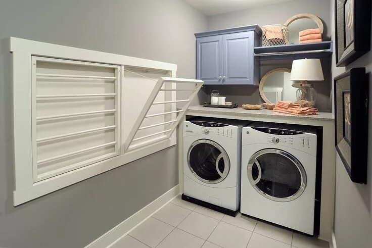 Постирочная комната в частном доме фото Laundry room with fold out drying rack Laundry room design, Laundry design, Smal