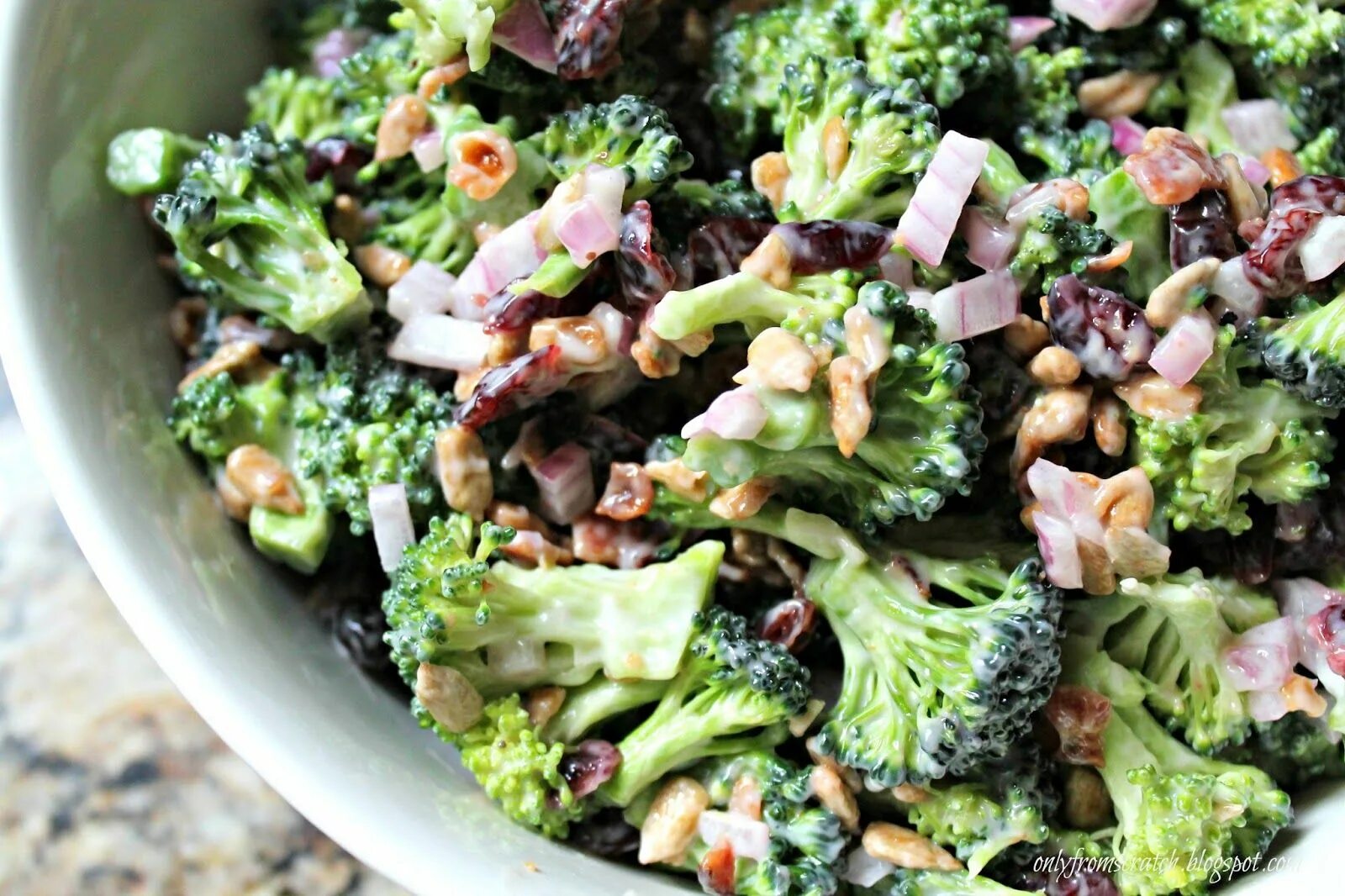 Постные салаты фото Only From Scratch: Broccoli Salad Broccoli salad recipe, Salad recipes, Bacon sa