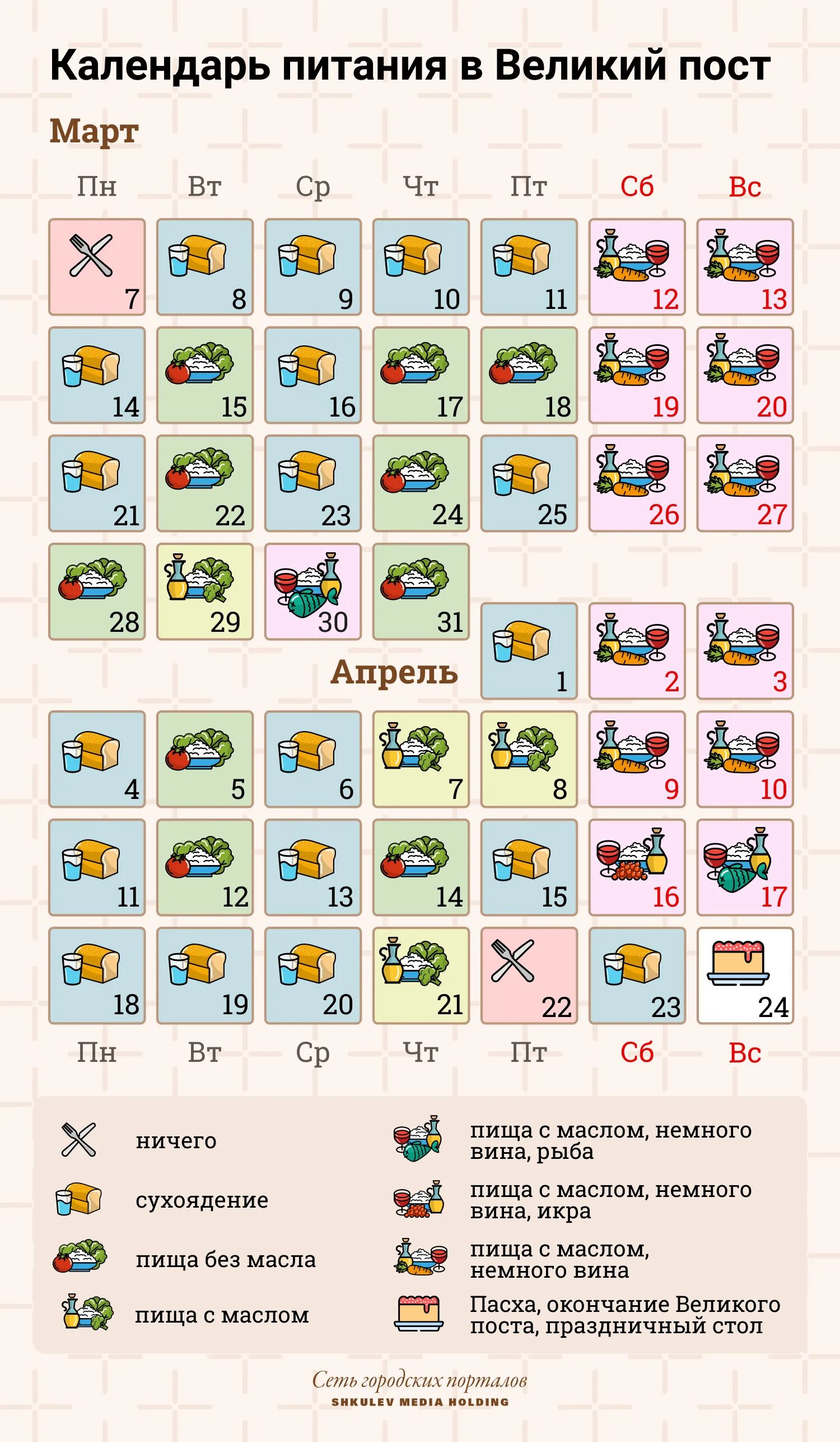 Постный календарь на 2024 год Когда пост в этом году фото - Тоши Суши