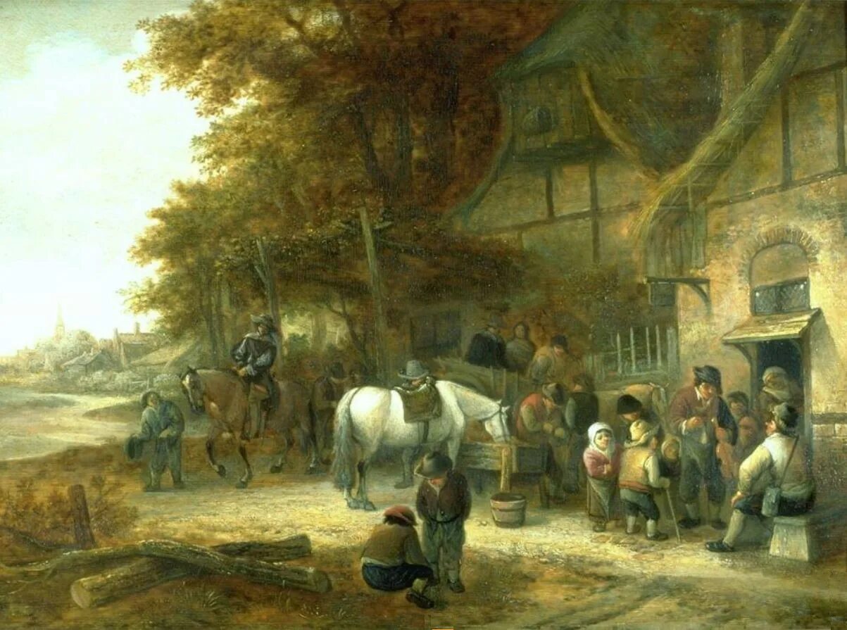 Постоялые дворы фото File:Isaac van Ostade - Travellers Halting at an Inn - 1.jpg - Wikipedia