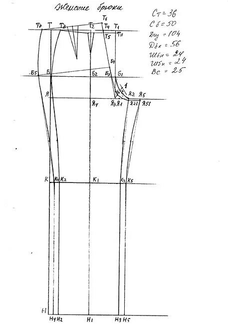 Построение чертежа выкройки женских брюк Женские брюки по методу Галины Коломейко Выкройки, Выкройка брюк, Техники шитья
