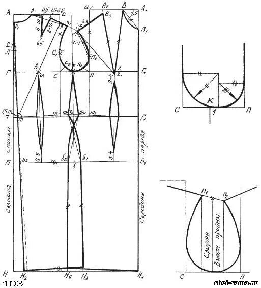 Построение основы выкройки женского Классическое платье - Женская одежда - Всё о шитье