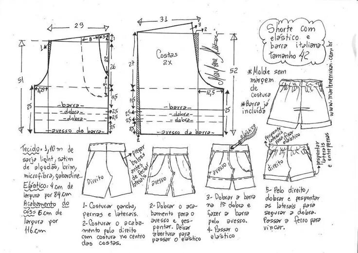 Построение выкройка шорты женские Шорты на эластичной резинке.Размеры 36-56(евро) (Шитье и крой) - Журнал Вдохнове