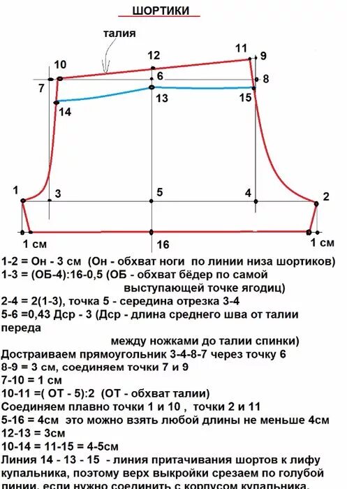 Построение выкройка шорты женские С € РѕСЂС‚РёРєРё (497x700, 273Kb) Выкройки, Выкройки для шитья, Выкройка пижамы