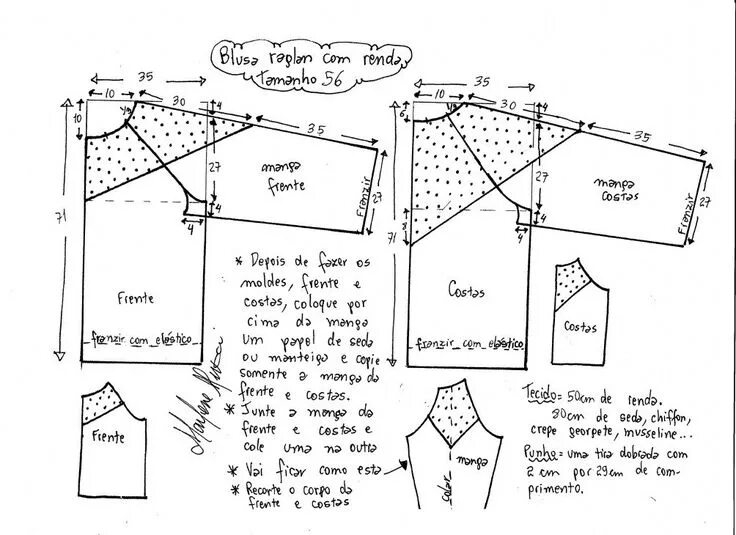 Построение выкройки блузки с рукавом реглан Пин на доске Шитье, выкройки