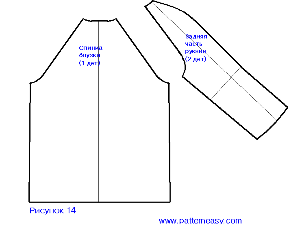 Построение выкройки блузки с рукавом реглан Выкройка блузки с рукавом реглан Шить просто - Выкройки-Легко.рф