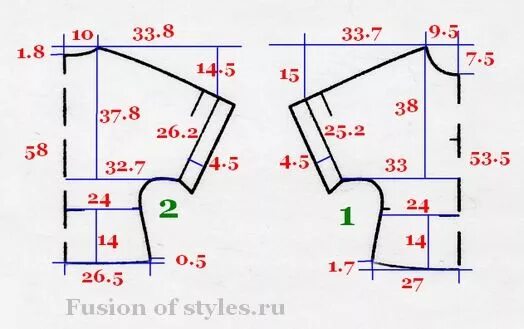 Построение выкройки блузки с цельнокроеным рукавом Трикотажный топ с цельнокроеными рукавами кимоно Выкройки для шитья, Выкройки, Т