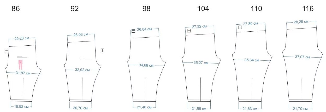 Построение выкройки детских брюк на резинке Выкройка леггинсов для девочки KP191212
