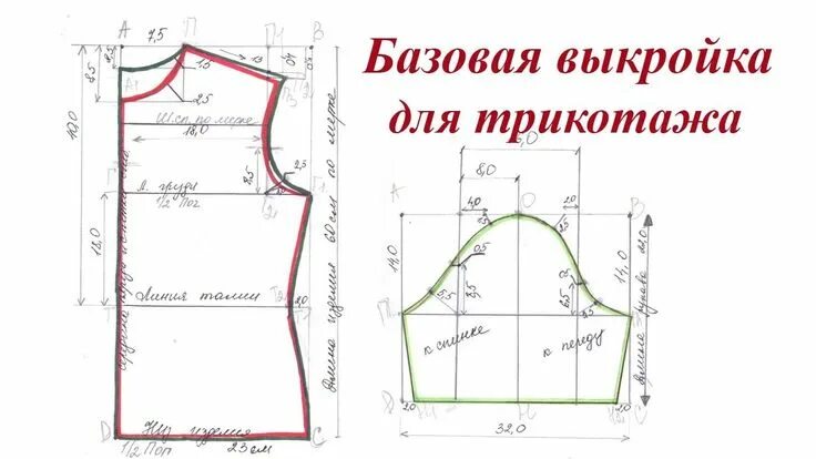 Построение выкройки для эластичных тканей Базовая выкройка плечевого изделия для трикотажа. Способ № 2 Выкройки, Шить футб