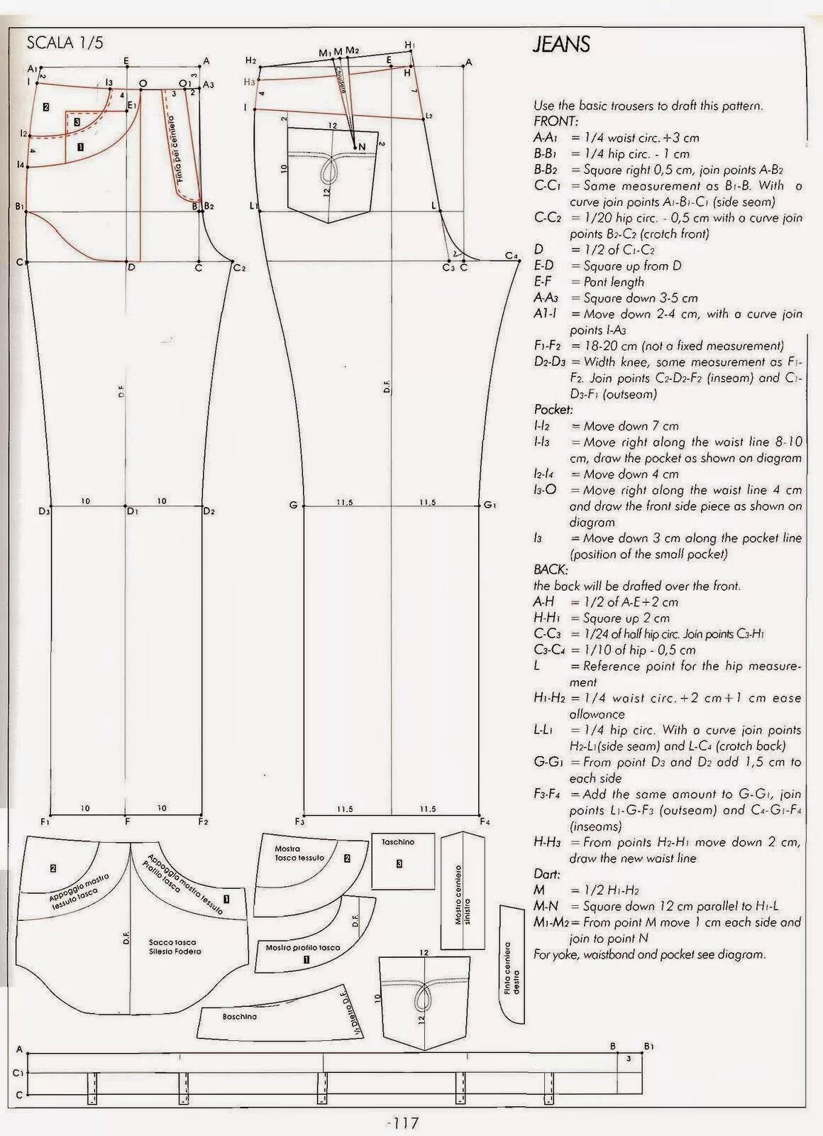 Построение выкройки джинсов женских 4 IL MODELLISMO - modelist kitapları Pantolon deseni, Ceket deseni, Dikiş patron