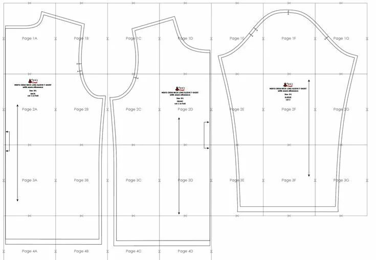 Построение выкройки мужского лонгслива Men’s crew neck long sleeve T shirt - free PDF sewing pattern Long sleeve shirt 